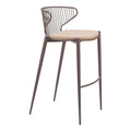 Silues Barstool Zuo 110824 | Faux Leather, Powder Coated Steel | Taupe & Brown