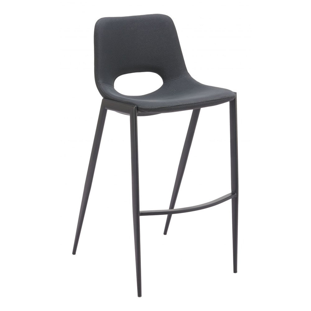 Desi Armless Barstool Zuo 110827 | Faux Leather, Powder Coated Steel | Black