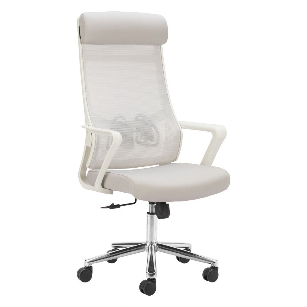 Jett High Back Office Chair Zuo 110841 | Mesh Fabric, Nylon, Chromed Steel | Light Gray