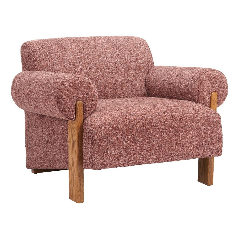 Verity Accent Chair Zuo 110845 | Textured Polyester Fabric, Solid Ash Wood | Copper