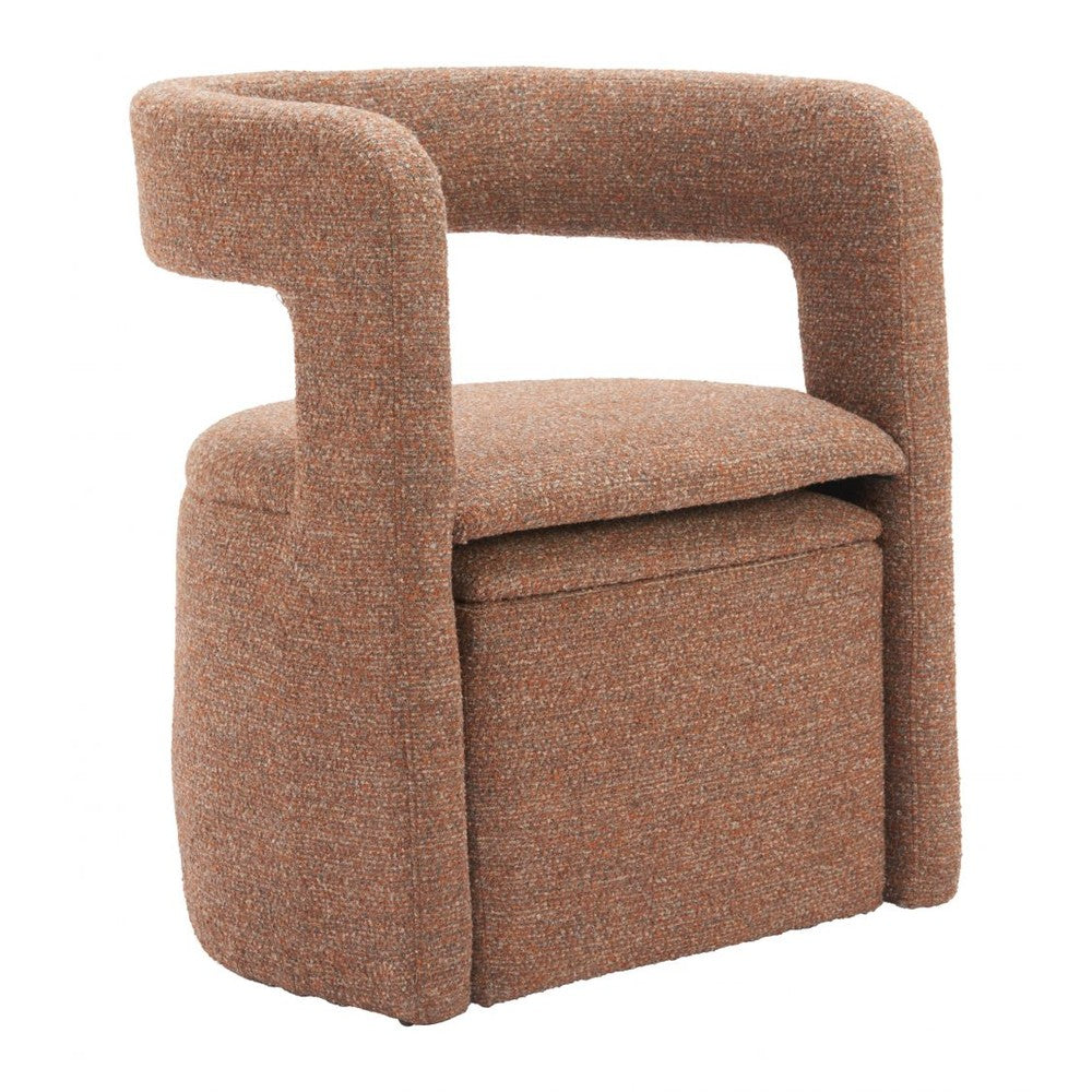 Atria Accent Chair & Ottoman Zuo 110848 | Shearling Style Polyester Fabric | Tawny Brown