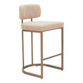 Velar Counter Stool Zuo 110850 | Faux Leather, Powder Coated Steel | Beige