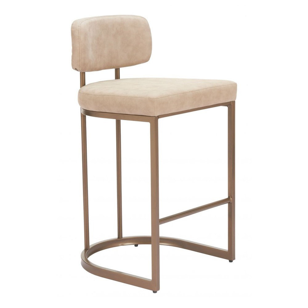 Velar Counter Stool Zuo 110850 | Faux Leather, Powder Coated Steel | Beige