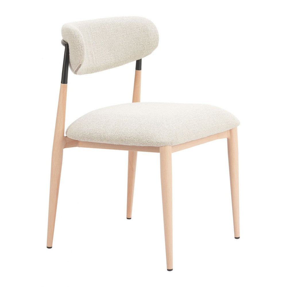 Equinox Armless Dining Chair Zuo 110852 | Textured Polyester Fabric, Powder, Coated Steel, Faux Wood Steel | Oyster Gray & Natural