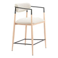 Equinox Counter Stool Zuo 110854 | Textured Polyester Fabric, Powder, Coated Steel, Faux Wood Steel | Oyster Gray & Natural