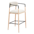 Equinox Barstool Zuo 110855 | Textured Polyester Fabric, Powder, Coated Steel, Faux Wood Steel | Oyster Gray & Natural