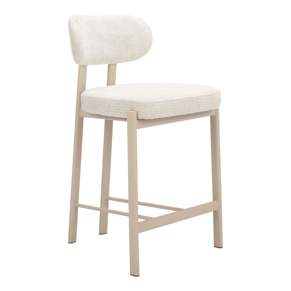 Aurea Counter Stool Zuo 110862 | Textured Polyester Fabric, Powder Coated Steel | Light Gray