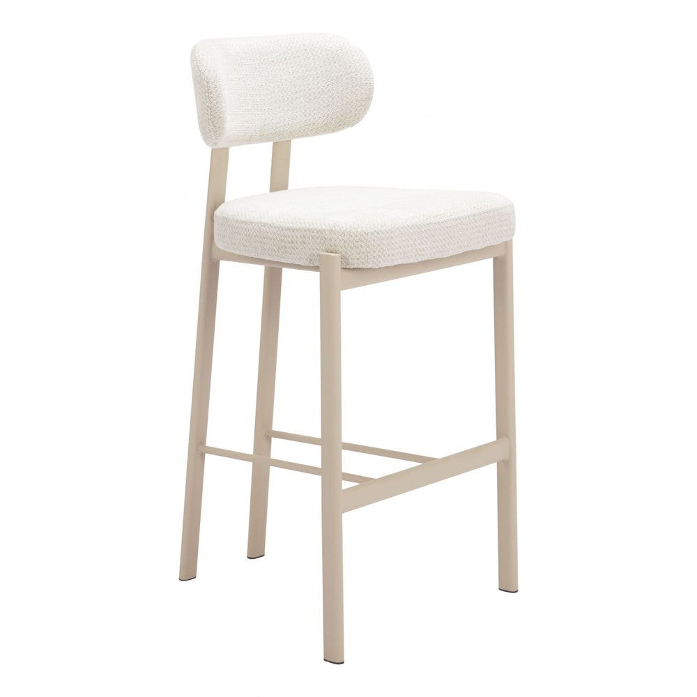 Aurea Barstool Zuo 110863 | Textured Polyester Fabric, Powder Coated Steel | Light Gray