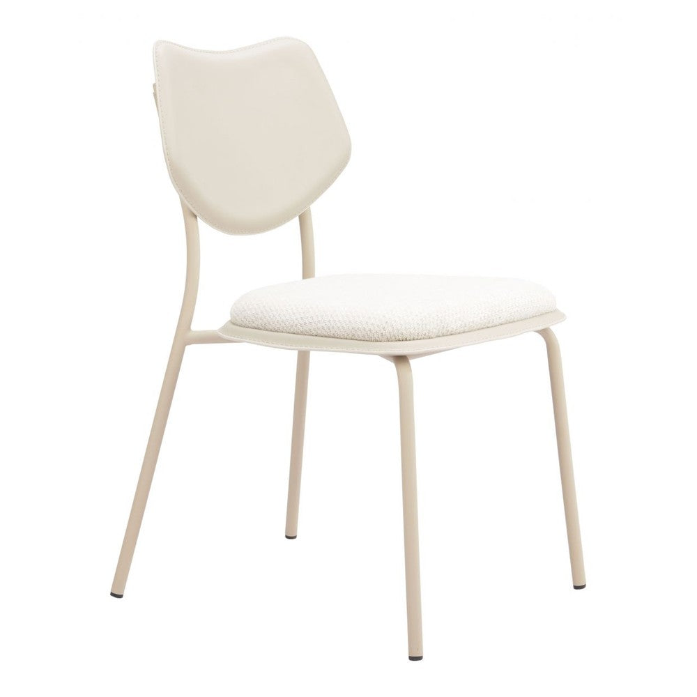 Zeal Dining Chair Zuo 110864 | Polyester Fabric, Faux Leather, PVC, Powder Coated Steel | Light Gray & Beige