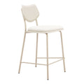 Zeal Counter Stool Zuo 110865 | Polyester Fabric, Faux Leather, PVC, Powder Coated Steel | Light Gray & Beige