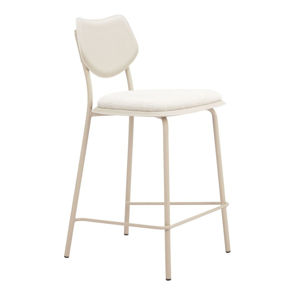 Zeal Counter Stool Zuo 110865 | Polyester Fabric, Faux Leather, PVC, Powder Coated Steel | Light Gray & Beige