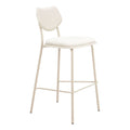 Zeal Barstool Zuo 110866 | Polyester Fabric, Faux Leather, PVC, Powder Coated Steel | Light Gray & Beige