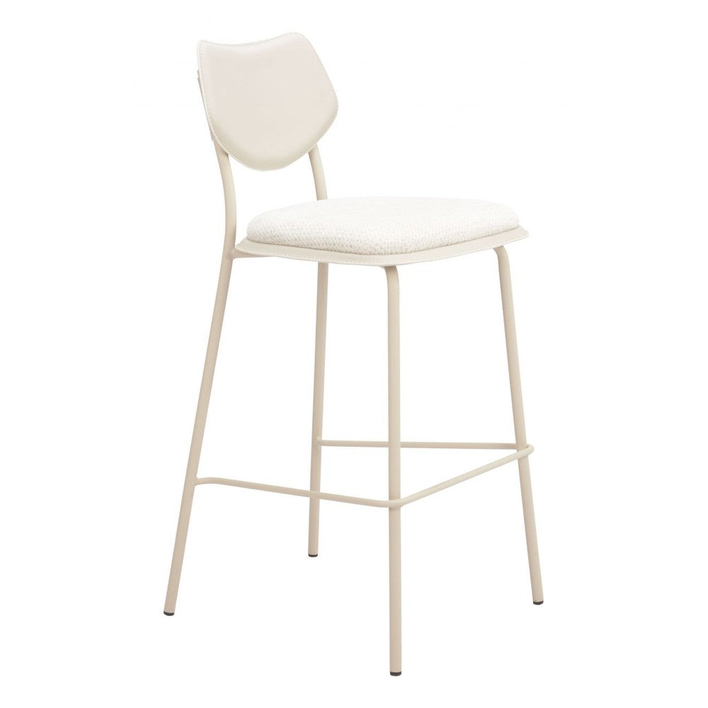 Zeal Barstool Zuo 110866 | Polyester Fabric, Faux Leather, PVC, Powder Coated Steel | Light Gray & Beige