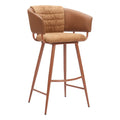 Juno Barstool Zuo 110867 | Polyester Fabric, Faux Leather, PVC, Powder Coated Steel | Brown