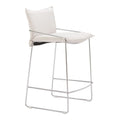 Pola Counter Stool Zuo 110872 | Poly Linen Fabric, Chromed Steel | White
