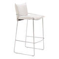 Pola Barstool Zuo 110875 | Poly Linen Fabric, Chromed Steel | White