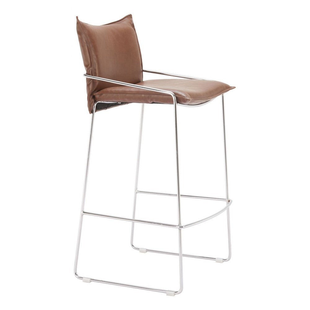 Pola Barstool Zuo 110876 | Faux Leather, Chromed Steel | Brown