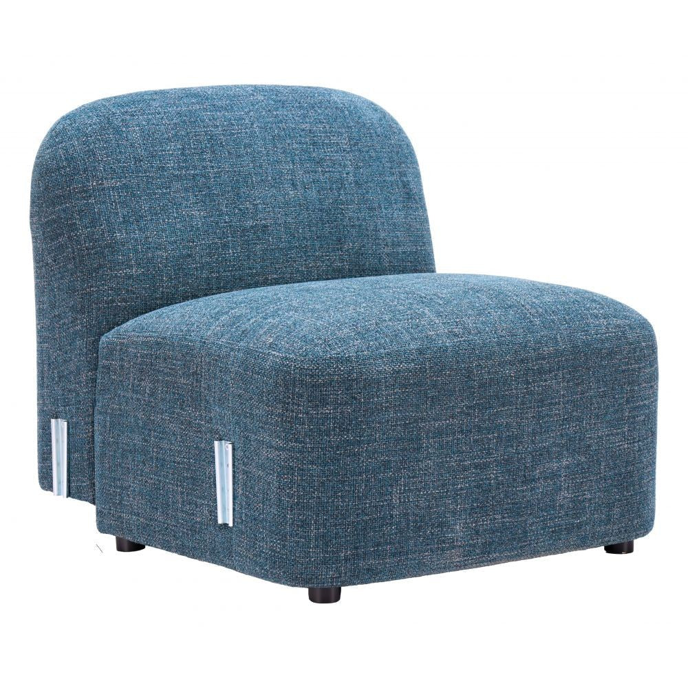 Cleo Middle Chair Zuo 110887 | Textured Polyester Fabric, Painted Rubberwood | Blu e