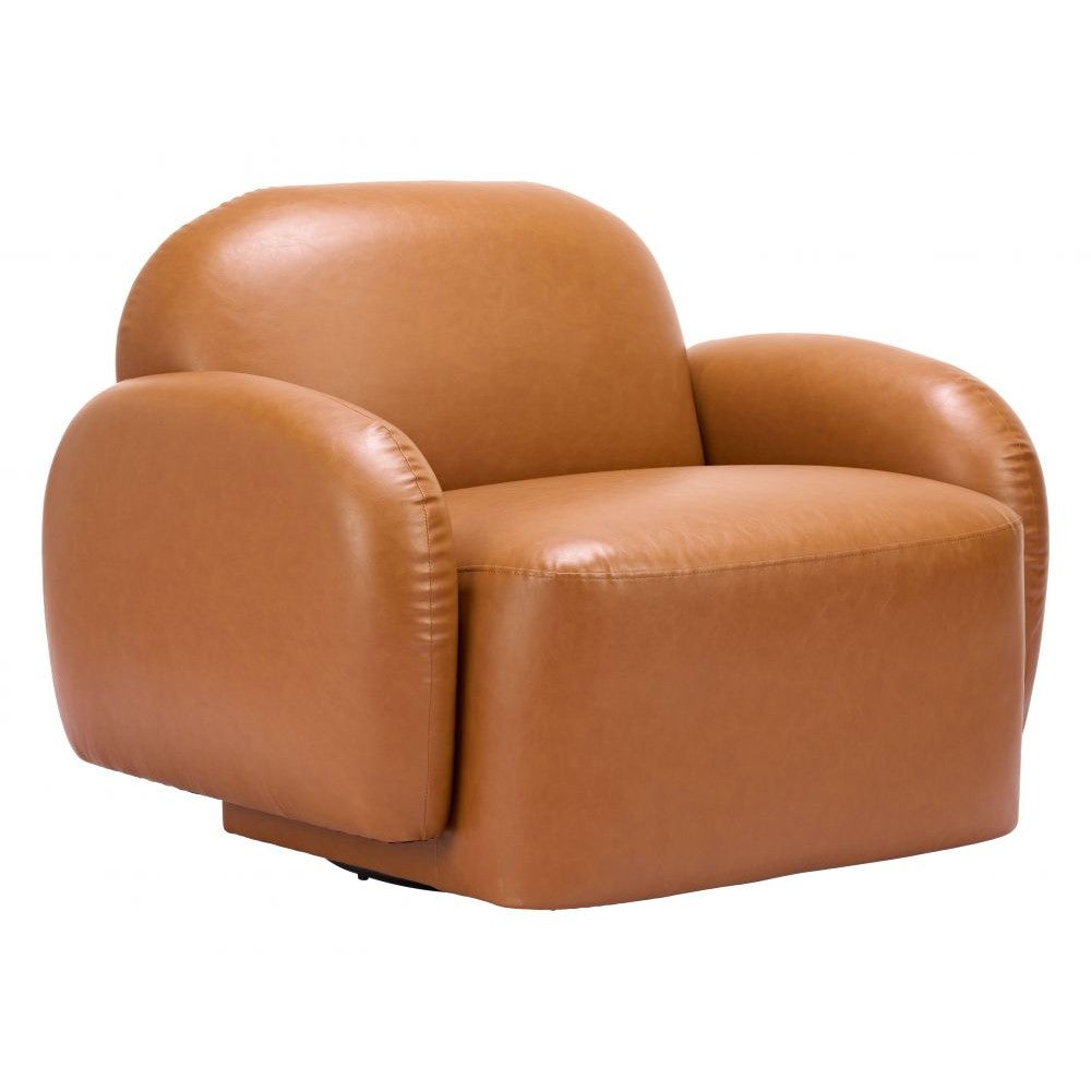 Cleo Swivel Chair Zuo 110892 | Faux Leather Fabric, Powder Coated Steel | Brown