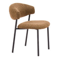 Seville Dining Chair Zuo 110919 | Shearling Style Fabric, Powder Coated Steel | Brown Cork