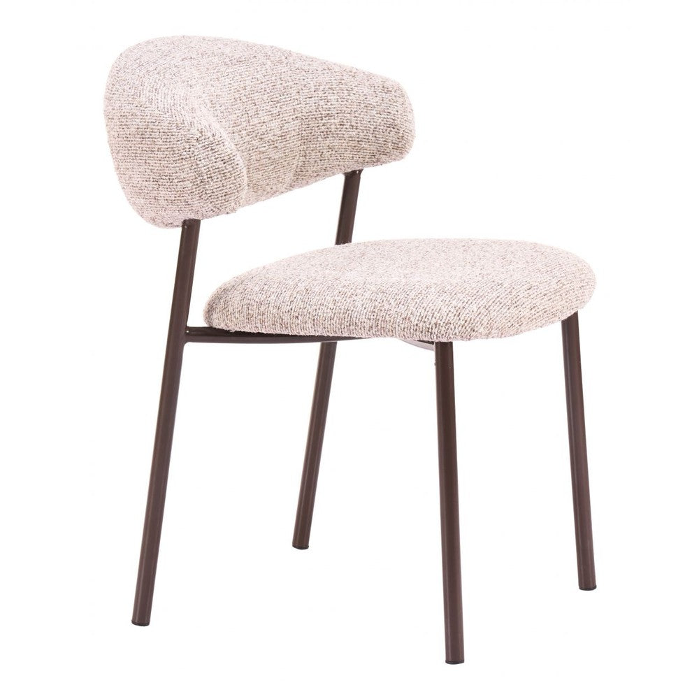 Seville Dining Chair Zuo 110920 | Shearling Style Polyester Fabric, Powder Coated Steel | Cloud Beige
