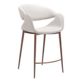 Limay Counter Stool Zuo 110930 | Faux Leather, Faux Wood Steel | Beige & Walnut