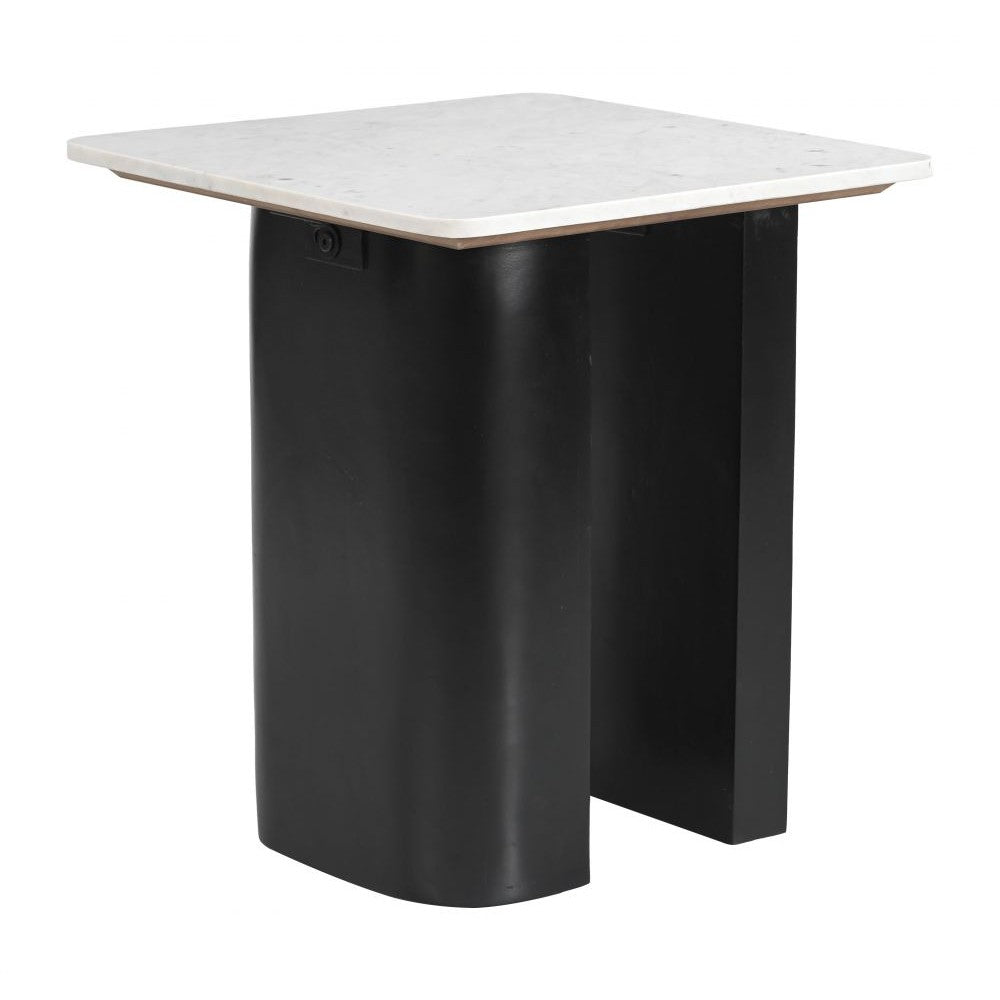 Fiora Side Table Zuo 110933 | Marble, MDF, Mango Wood | White & Black
