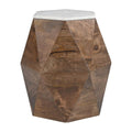 Bisel Side Table Zuo 110935 | Natural Marble, Laminated, Solid Mango Wood, MDF | White & Walnut