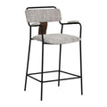 Couva Counter Stool Zuo 110936 | Chenille Polyester Fabric, Faux, Leather, Powder Coated Steel | Gray Tweed