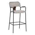 Couva Barstool Zuo 110937 | Chenille Polyester Fabric, Faux, Leather, Powder Coated Steel | Gray Tweed