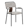 Couva Dining Chair Zuo 110938 | Chenille Polyester Fabric, Faux, Leather, Powder Coated Steel | Gray Tweed