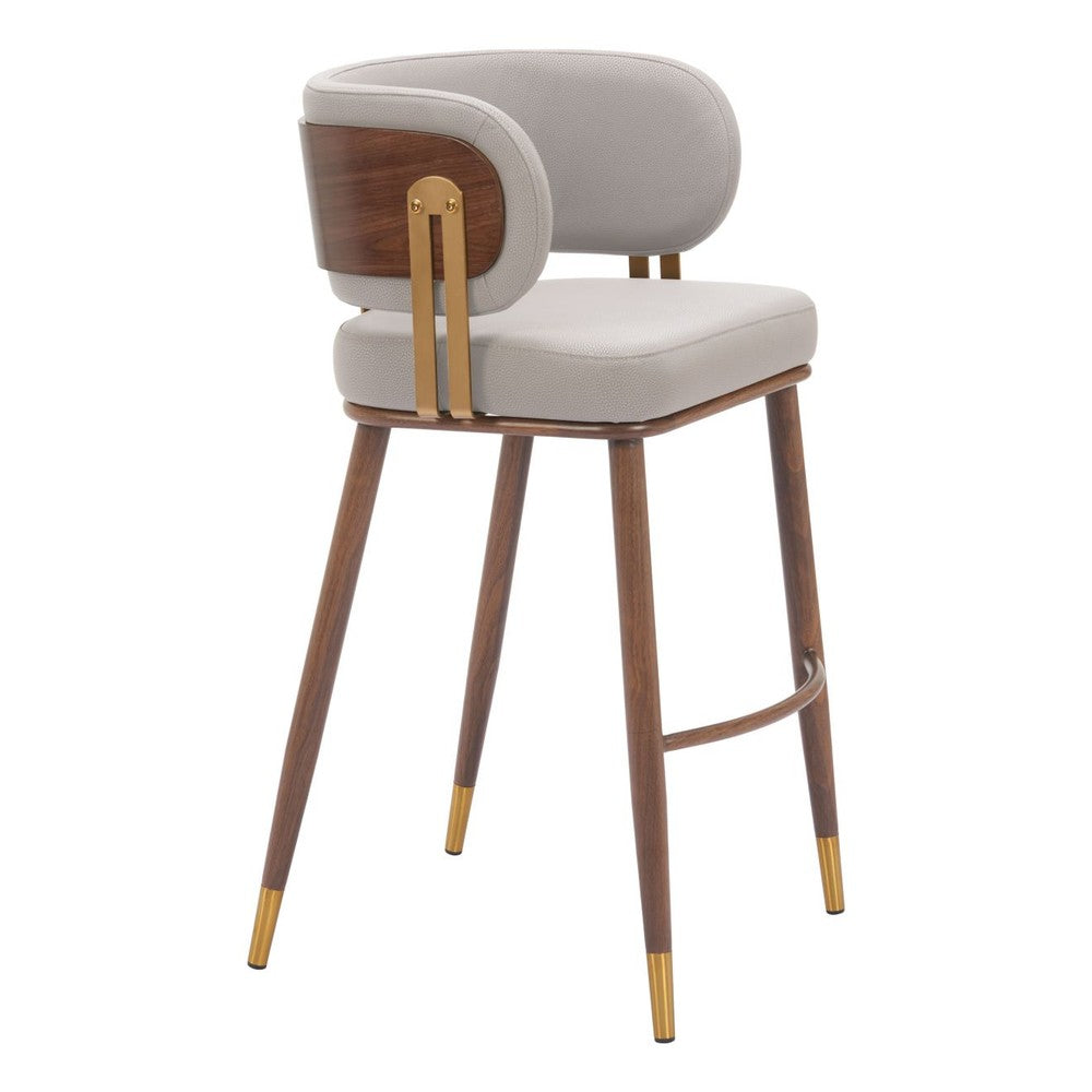 Brew Barstool Zuo 110946 | Faux Leather, Faux Wood Steel, Electroplated Steel | Beige & Walnut