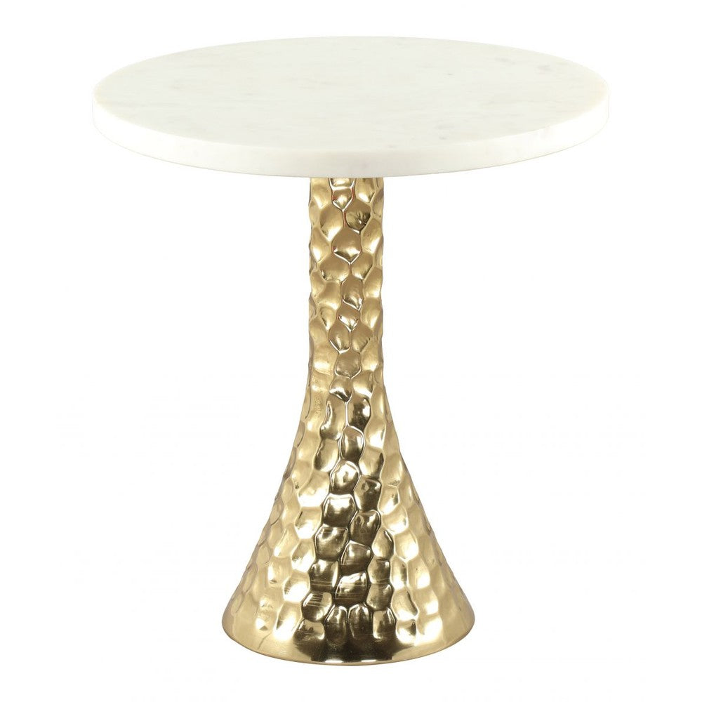 Lira Accent Table Zuo 110953 | Natural Marble, Electroplated Iron, MDF | White & Gold