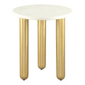 Aven Side Table Zuo 110955 | Natural Marble, Electroplated Iron, MDF, Iron | White & Gold