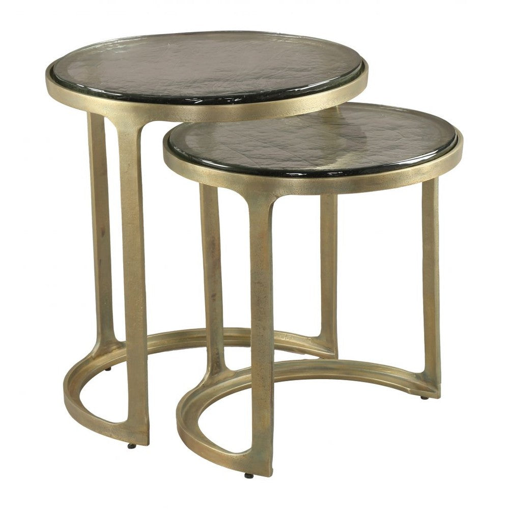 Tessa Nesting Tables Zuo 110957 | Cast Glass, Electroplated Aluminum | Bras s