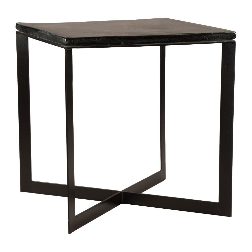 Mysa Side Table Zuo 110960 | Cast Glass, Powder Coated Aluminum | Black
