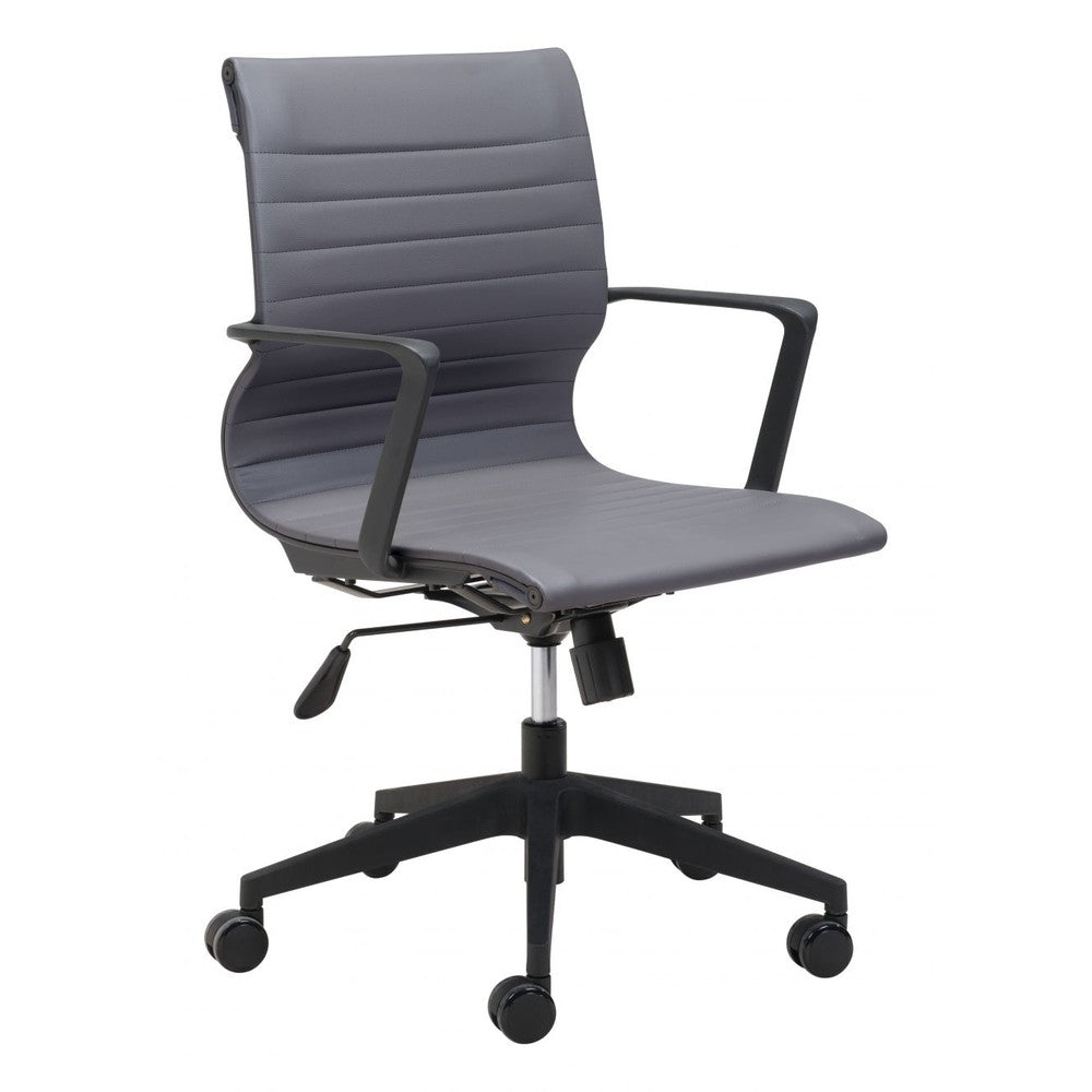 Stacy Office Chair Zuo 110961 | Faux Leather, Steel, Nylon | Dark Gray