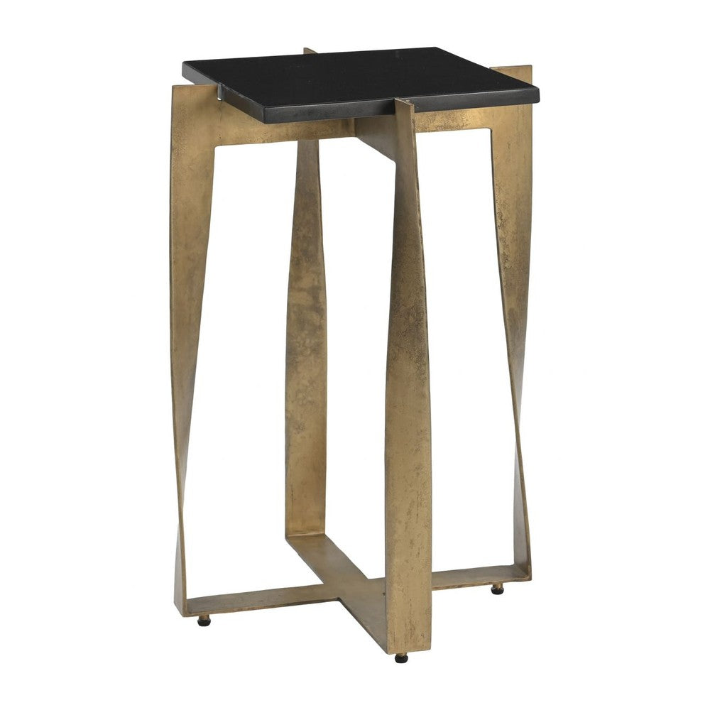 Noara Accent Table Zuo 110976 | Natural Marble, Electroplated Iron, MDF | Black & Brass