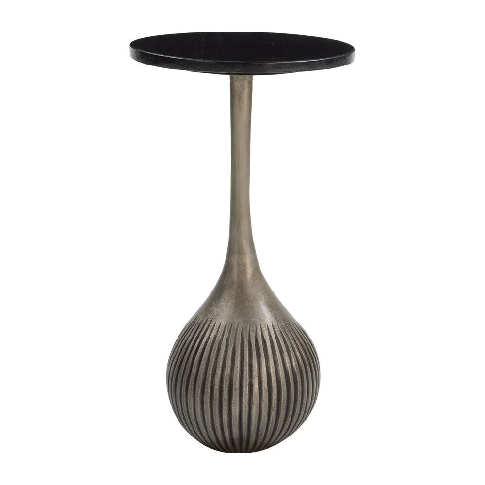 Ionis Accent Table Zuo 110979 | Natural Marble, Electroplated Aluminum, MDF | Black & Antique Silver