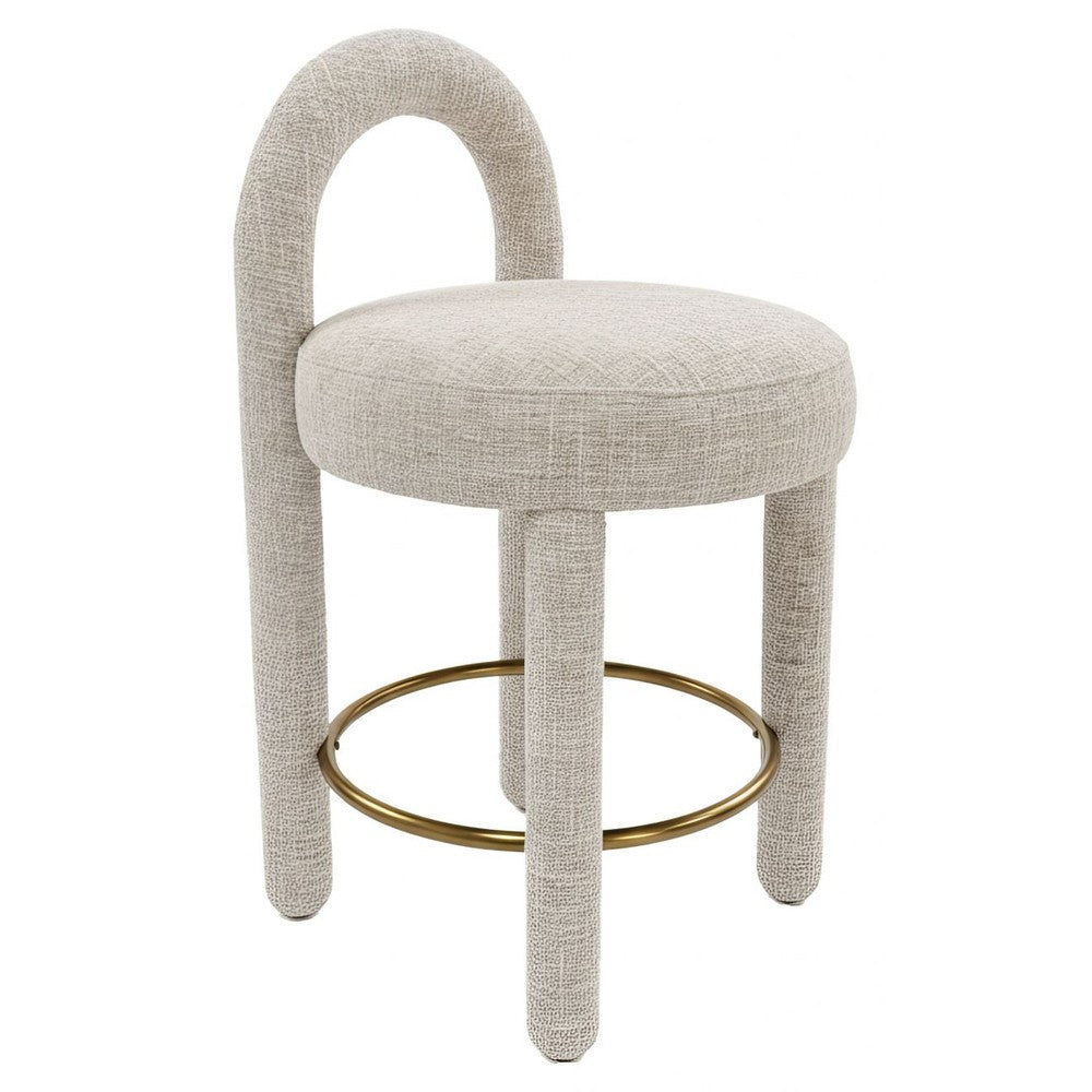 Curco Counter Stool Zuo 110993 | Textured Polyester Fabric, Eucalyptus, Wood, Powder Coated Steel | Beige