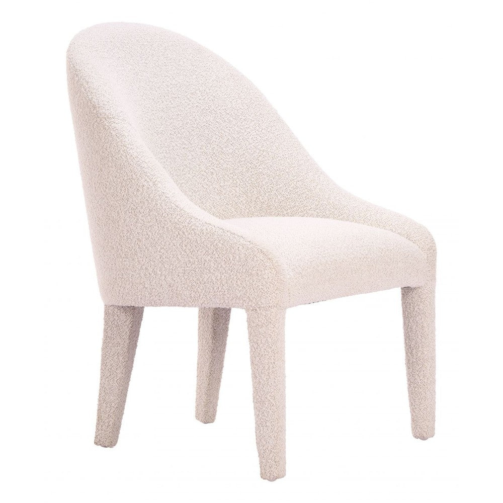 Domo Dining Chair Zuo 111002 | Shearling Style Fabric, Rubberwood | Ivory