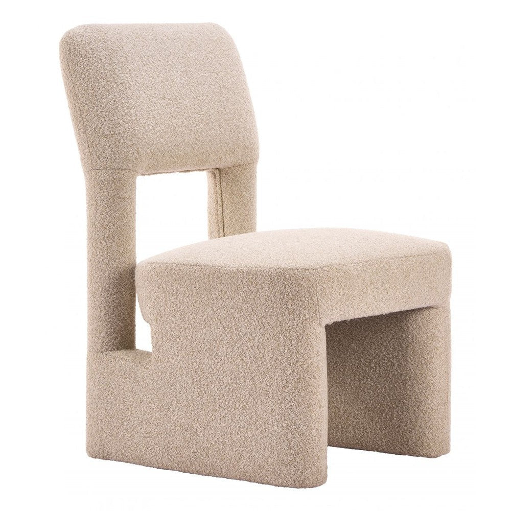 Dewey Dining Chair Zuo 111003 | Shearling Style Fabric, Rubberwood | Beige