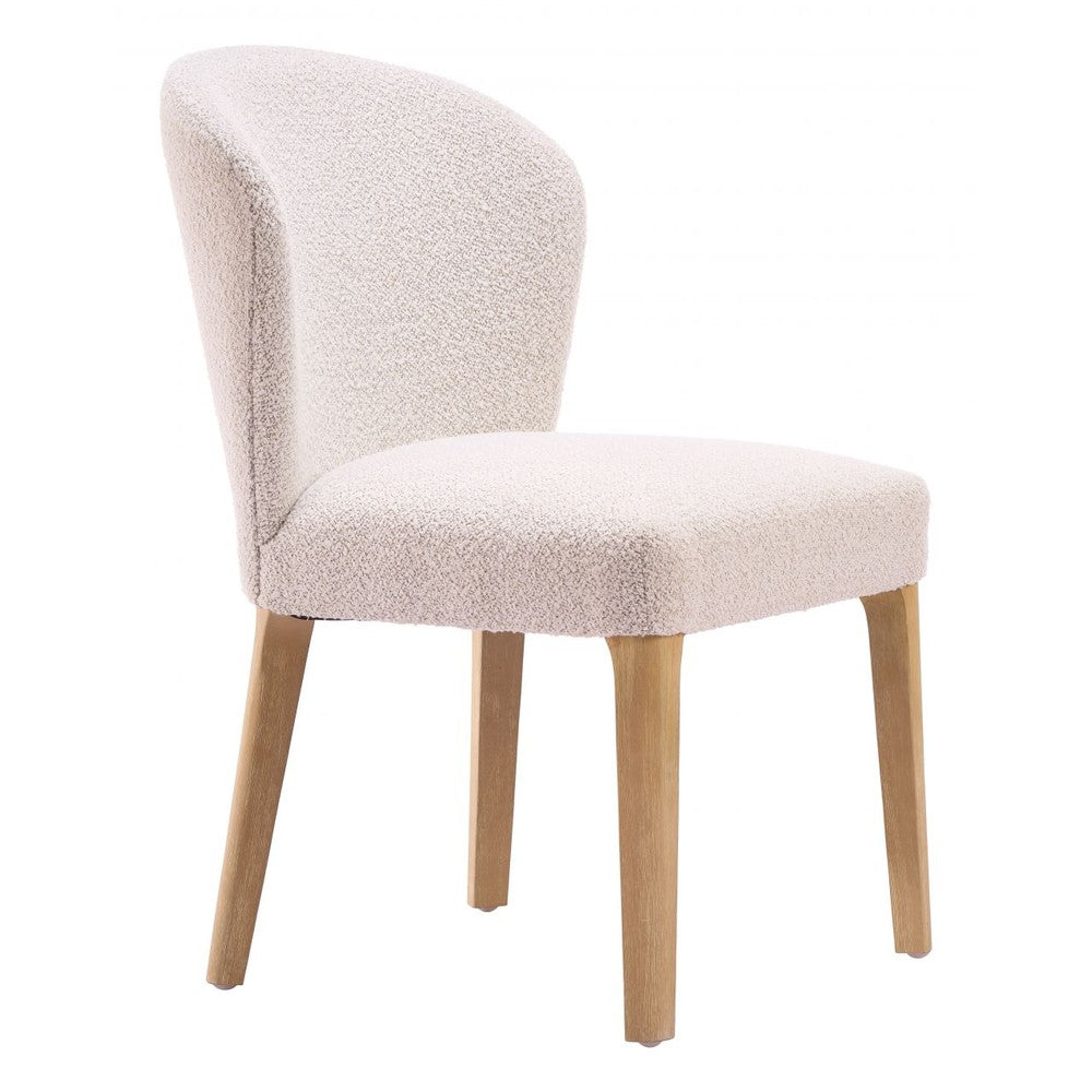 Mondstein Dining Chair Zuo 111004 | Shearling Style Fabric, Rubberwood | Ivory