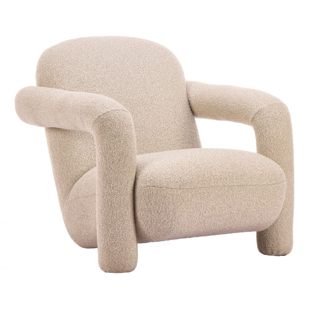 Selenya Accent Chair Zuo 111006 | Shearling Style Fabric, Rubberwood | Beige