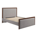 Somune Queen Bed Zuo 111011 | Faux Linen, Rubberwood | Gray& Walnut