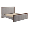 Somune King Bed Zuo 111012 | Faux Linen, Rubberwood | Gray & Walnut