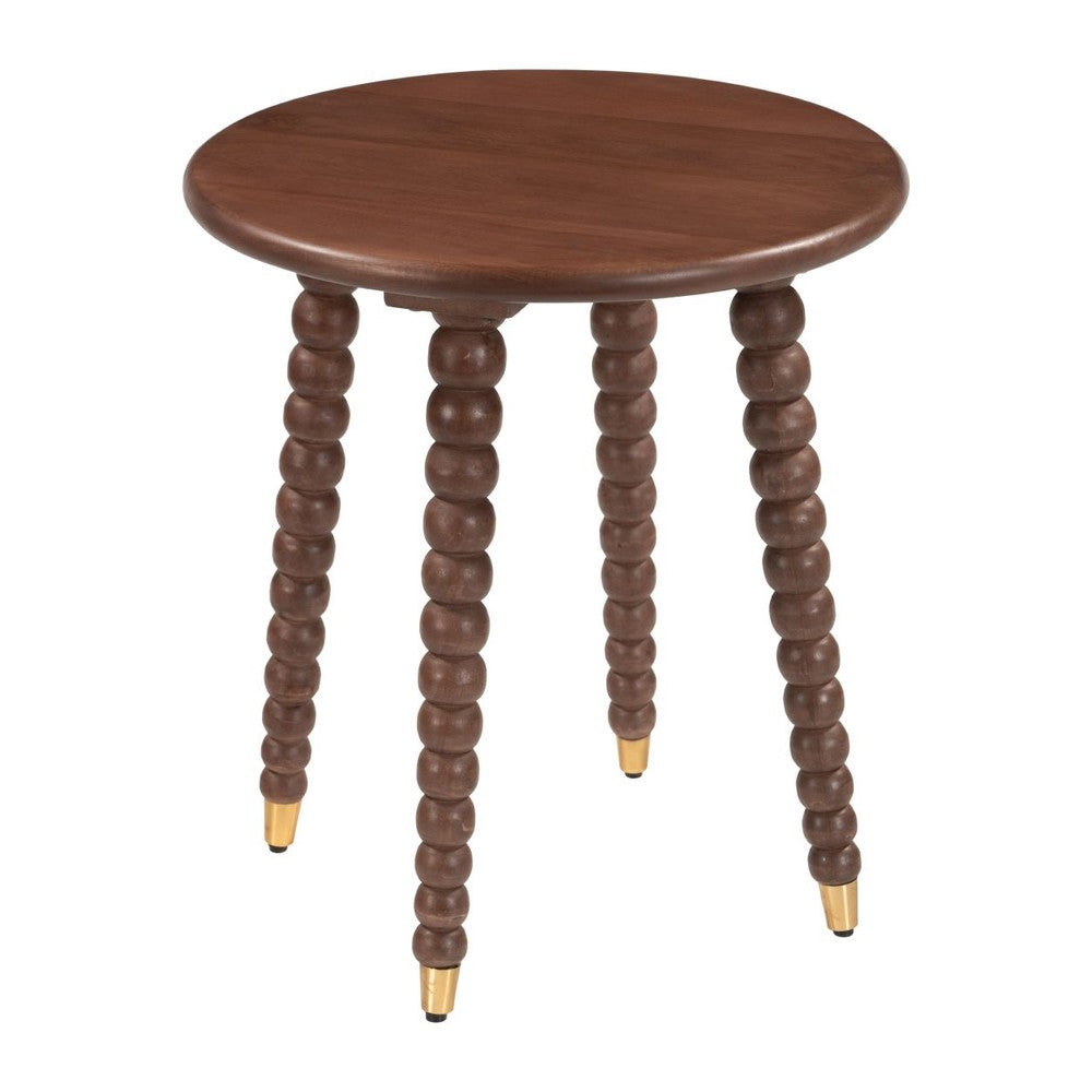Jamil Side Table Zuo 111025 | Solid Mango Wood, Whitewashed Solid, Mango Wood, Powder Coated Iron | Walnu t