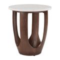 Vaan Side Table Zuo 111039 | Natural Marble, Solid Mango Wood, MDF | White & Walnut