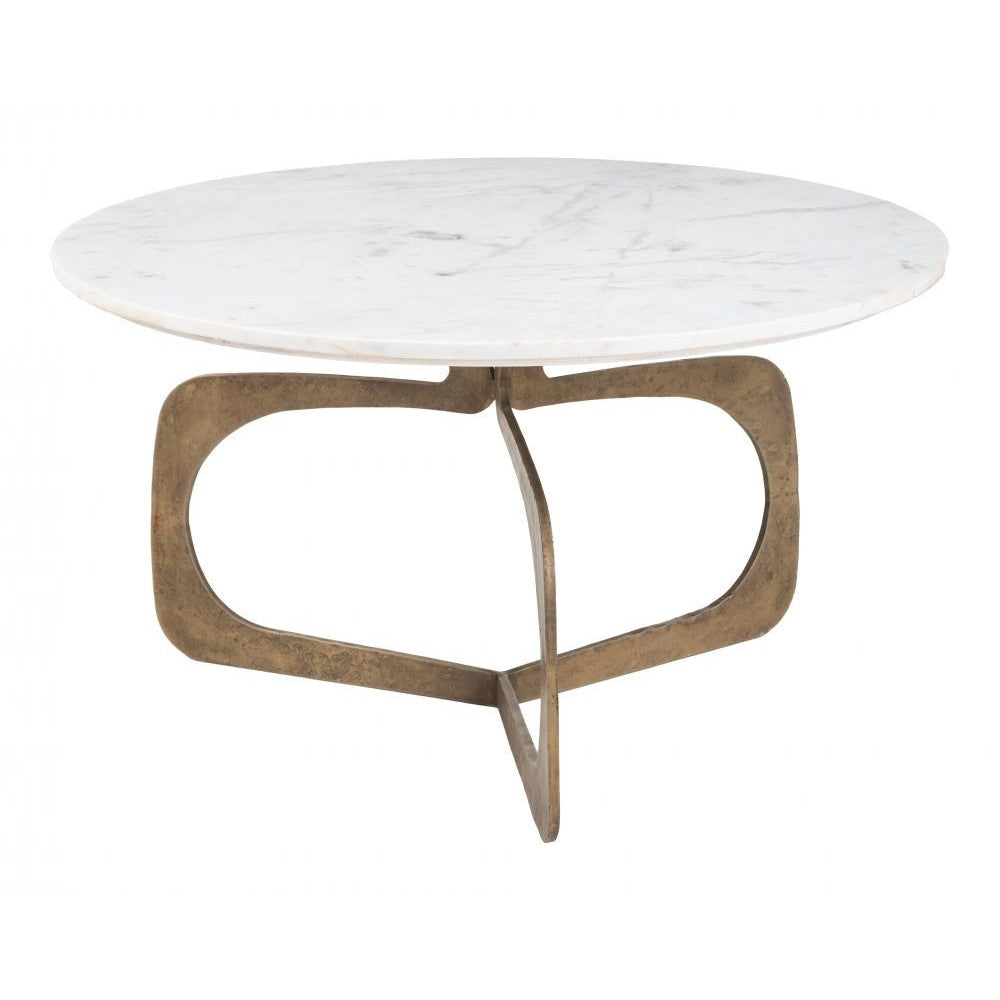 Patronus Coffee Table Zuo 111045 | Natural Marble, Powder Coated Iron, MDF | White & Brass