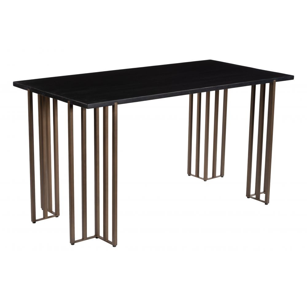 Gardo Desk Zuo 111056 | Laminated Solid Acacia Wood, Powder Coated Steel | Black & Brass